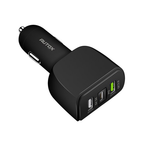 오토엑스 78W USB 3포트 차량용 고속 충전 시거잭 01 PD충전기, 블랙, 3XCAR