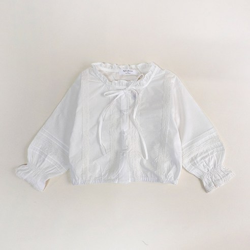 여아용 봄 가을 레이스 면 크롭 브라우스