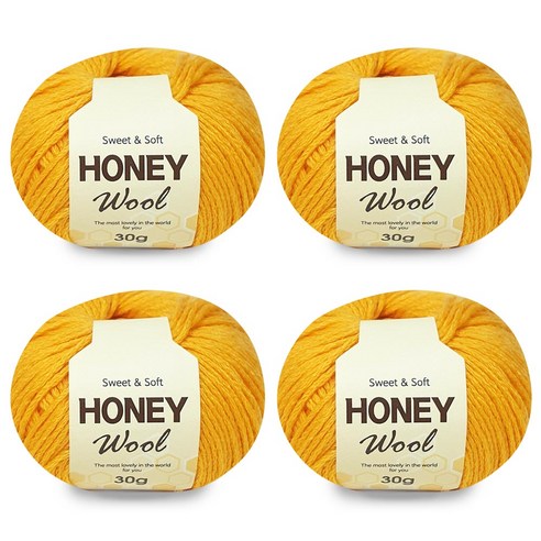 니뜨 허니울 뜨개실 30g x 4p, 진노랑