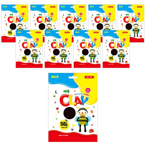 에듀 유아용 클레이 10p, 검정, 50g