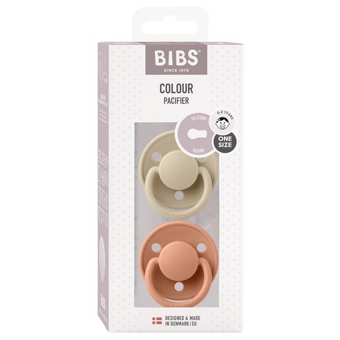 BIBS 유아동 DE LUX 실리콘 쪽쪽이 2종 기프트세트, 0~3년, 바닐라, 피치, 1개