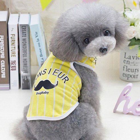 강아지 고양이 몬시채플린 티셔츠, 옐로우