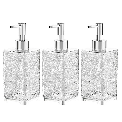 모나코올리브 샹드리에 사각 세제 디스펜서 400ml, 투명, 3개