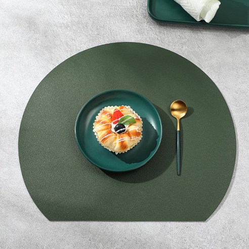 루시드랩 반달 양면 식탁 매트 2p, 다크그린 + 그레이, 38 x 33.5 cm