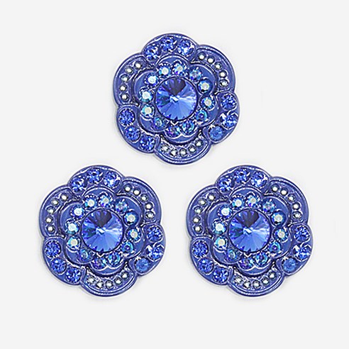 큐빅 보석 단추 벚꽃 21mm, 블루, 3개