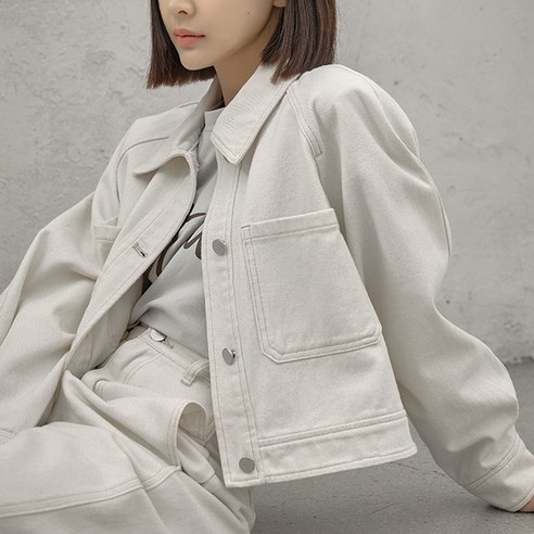 NAIN 여성용 오브 셋업 크롭 빅포켓 데님 자켓 JK-2633