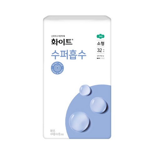화이트 수퍼흡수 소형 생리대 날개형, 32개입, 1팩
