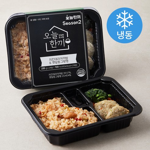 오늘한끼 치킨데리야끼밥 & 깻잎동그랑땡 (냉동), 235g, 4팩