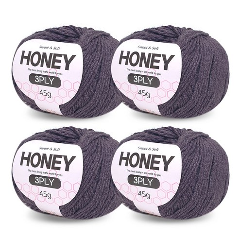 니뜨 허니 3ply 뜨개실 45g x 4p + 무료 도안 세트, 21 멜란버건디