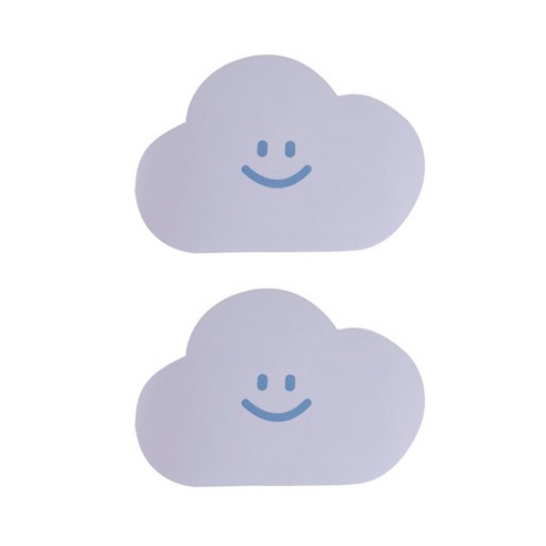 파라다이소 스마일 구름 방수 티코스터 겸용 마우스패드 23 x 16.3 cm, 화이트, 2개