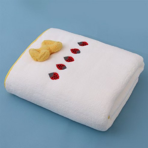 원이네 코랄벨벳 리본 바스타월 320g, 화이트, 1개