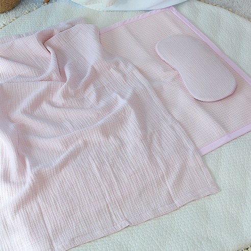 화모베이비 소프트 3중직거즈 순한아기 낮잠이불세트 분리형, 핑크