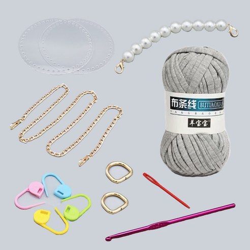 탬버린 뜨개가방 DIY 세트, 34 그레이, 1세트