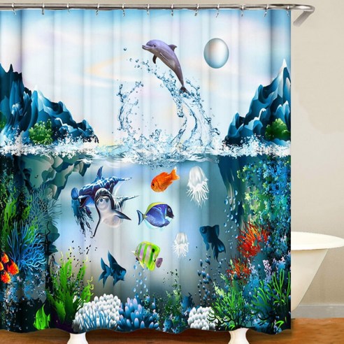 카리스 푸른 바다의 욕실 샤워 커튼 A08 90 x 180 cm, 1개
