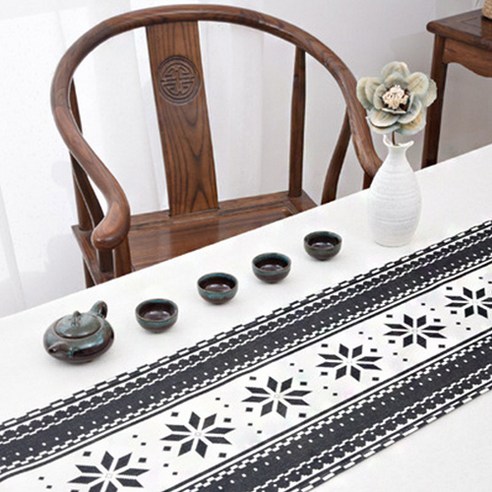 PDS홈 고풍스러운 패턴의 테이블 러너, 32 x 230 cm, 05