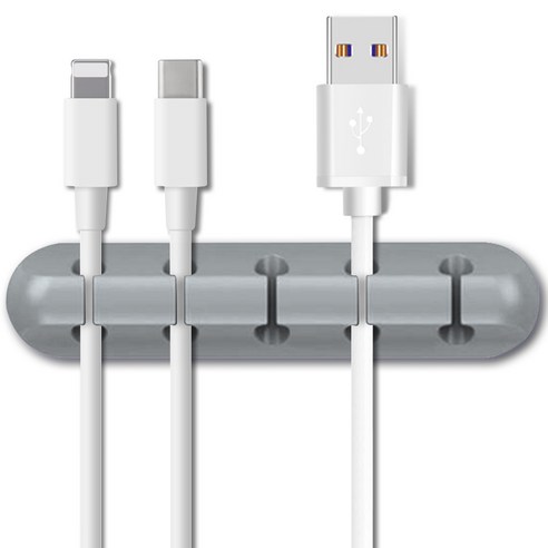 엔더 USB 충전 케이블 선정리 홀더 클립 5구, 1개, 그레이