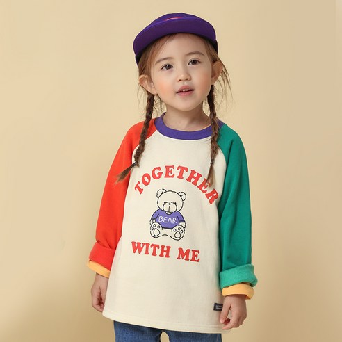 초코몽 아동용 베어 양기모 라글란 티셔츠