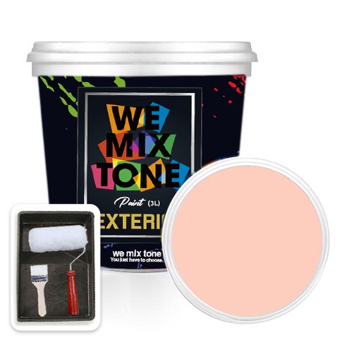 WEMIXTONE 외부용 EXTERIOR 페인트 3L + 붓 + 로울러 + 트레이 세트, WMT0375P01(페인트), 1개