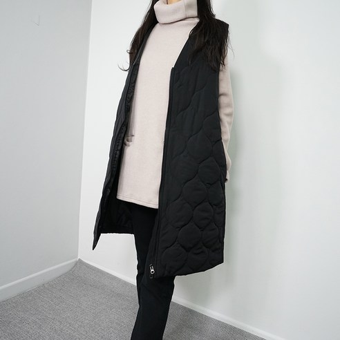 빅걸스토리 여성용 빅사이즈 하츠 누빔 따뜻한 데일리 아우터 롱 조끼