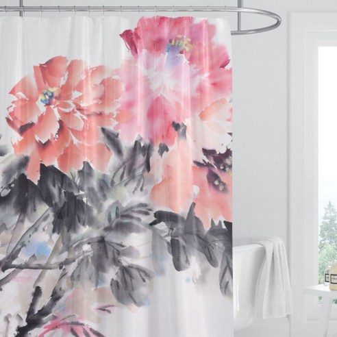 카리스 베이직 자연풍경 욕실 샤워 커튼 A09 180 x 200 cm, 1개, 멀티(혼합)컬러