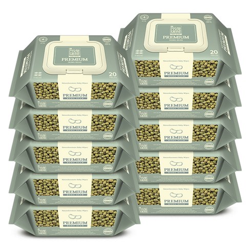 네이쳐러브메레 프리미엄 녹두 미니 물티슈 휴대캡형, 77g, 20매, 10개