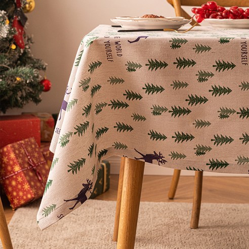 MA 심플 패턴 크리스마스 식탁보, 나무, 60 x 60 cm