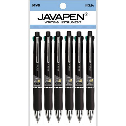 자바펜 제트4+1M 멀티펜 0.7mm, 메탈블랙, 6개