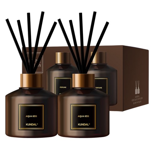 쿤달 퍼퓸 디퓨저 200ml 2개 + 섬유스틱 10개 세트, 1세트, 아쿠아 키스