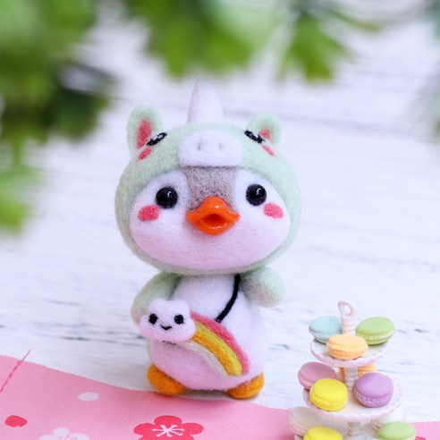아트조이 DIY 양모펠트 키트, 1세트, 유니콘펭귄