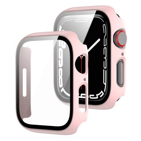 루아러블 애플워치 강화유리 액정 보호 풀커버 케이스 41mm, 핑크, 1개