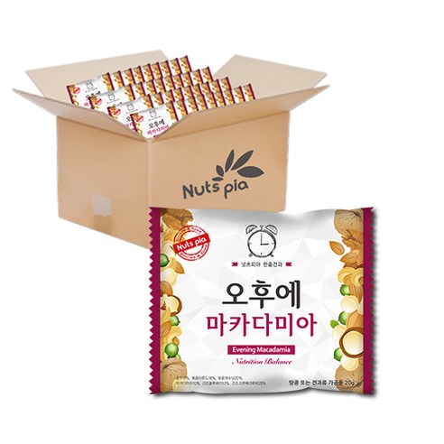 넛츠피아 오후에 마카다미아 하루견과, 20g, 100개