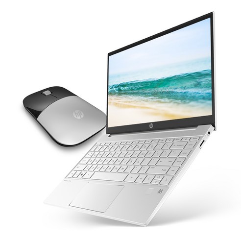 HP 2021 노트북 13.3 + 마우스, Ceramic White + Natural Silver(노트북), 랜덤발송(마우스), HP Pavilion 13-bb3501TU, 코어i3, 256GB, 8GB, WIN10 Pro