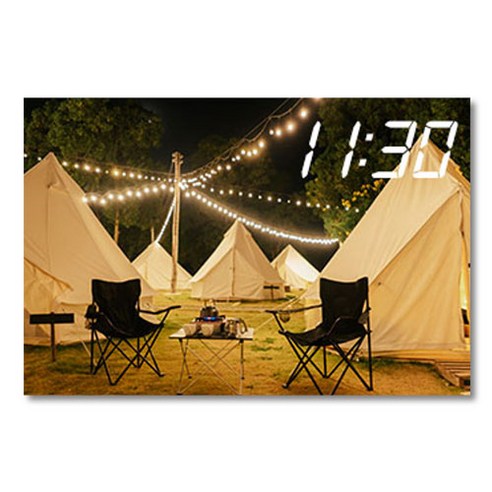 홈마인 LED 캔버스 프린팅 액자 시계 캠핑, 600-HM-CAMPING-09