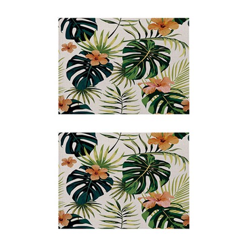 알로하와이 열대동식물 코튼 플레이스 매트 2p, 20, 32 x 21 cm
