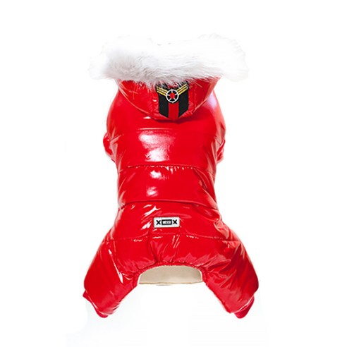 알럽펫 따뜻한 솔리드 컬러 반려동물 패딩, 레드