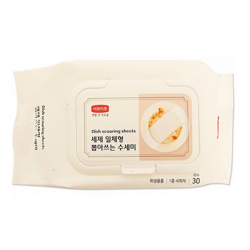 롯데이라이프 세제 일체형 뽑아쓰는 수세미, 30개입, 1개