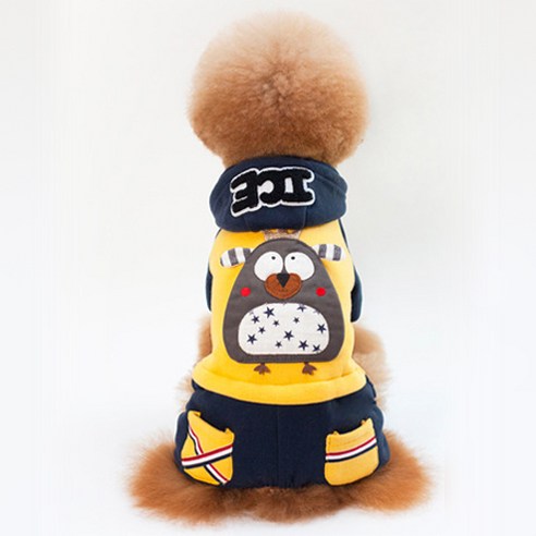 MING Z 강아지 고양이 부엉이 후드 올인원, 옐로우
