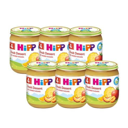 힙 유기농 과일 병이유식 125g, 사과 + 살구 + 복숭아 + 파인애플 혼합맛, 6개