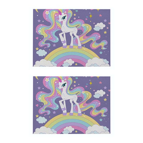 라벤더 유니콘 일러스트 플레이스 매트 2p, 01, 32 x 21 cm