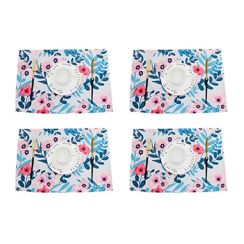 파라다이소 싱그러운 봄내음 풀블룸 플라워 테이블 매트 4p, 04, 45 x 30 cm