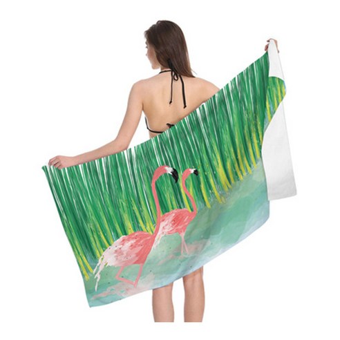 핑크 플라밍고 패턴 비치타월 70 x 35 cm, 12, 1개