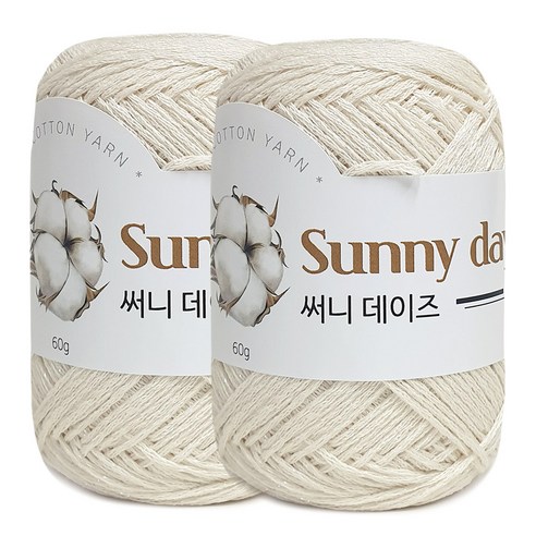 니뜨 써니데이즈 반짝이 코튼 뜨개실 60g 2p, 01_아이보리, 2개