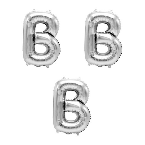 알파벳 풍선 대 B, 실버, 3개