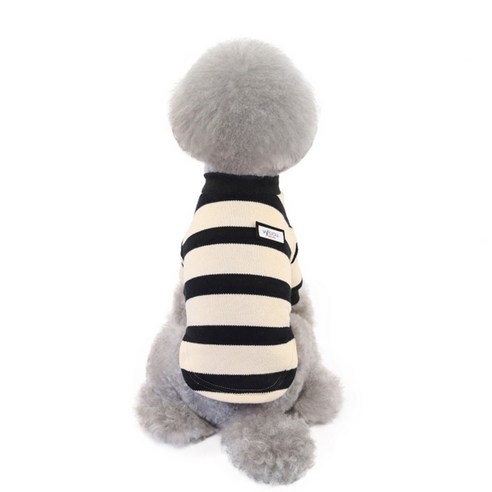 런웨이멍멍 강아지 줄무늬 스웨 티셔츠, 블랙