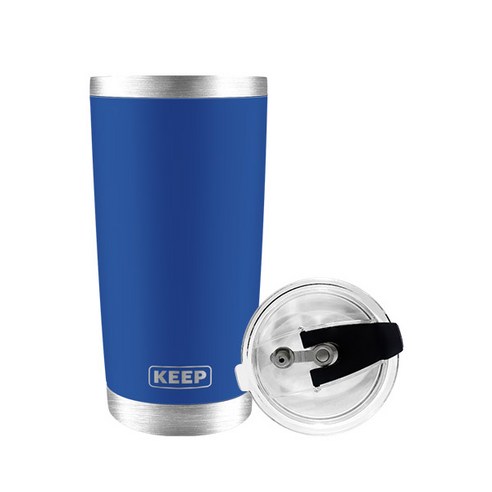 KEEP 대용량 스텐 보온 보냉 텀블러 600ml + 밀폐형 빨대 뚜껑 세트, 블루, 1개