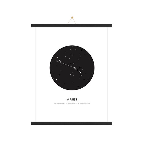 인테리어 우드족자 + 별자리 양자리 포스터 세트, 블랙
