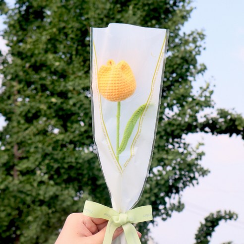 모리앤 조화 한송이 튤립 니트꽃다발, 옐로우튤립, 1개
