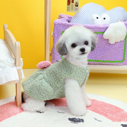 파스텔펫 반려동물 몽실 리본 원피스, 그린