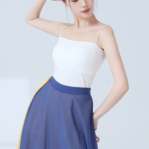 마켓피아 여성용 댄스 무용 무대 연습 패드포함 발레 민소매 나시 탑