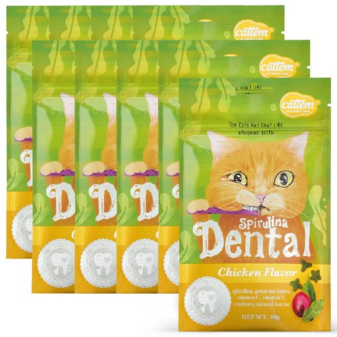 캣템 고양이 스피루리나 덴탈 간식, 치킨, 60g, 10개